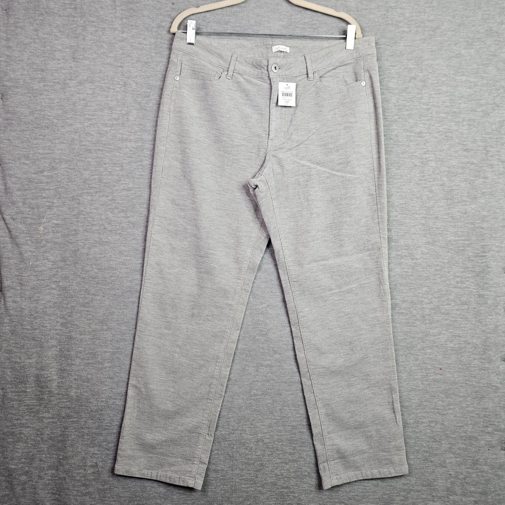 J.JILL Corduroy Women's Light Grey Hither Mid Rise Pants Size 14P NEW